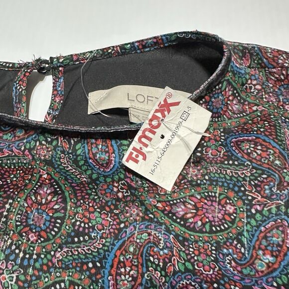 LOFT Dress Size XXS P Petite Long Sleeve Paisley Sheer Sleeve Chiffon Boho NWT - Picture 6 of 12